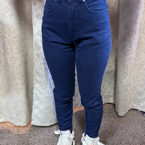 Vintage VERSACE Ladies Blue High Waist Skinny Jeans Couture Pant Size 24 38 - Picture 9 of 10